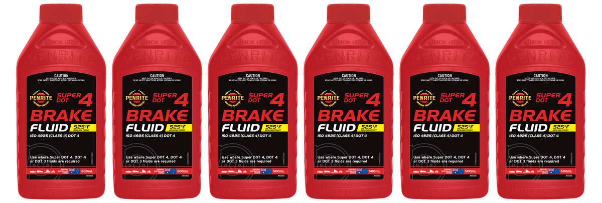 6 X Penrite Brake Fluid Super DOT 4 500ml - BF0005 (Box)