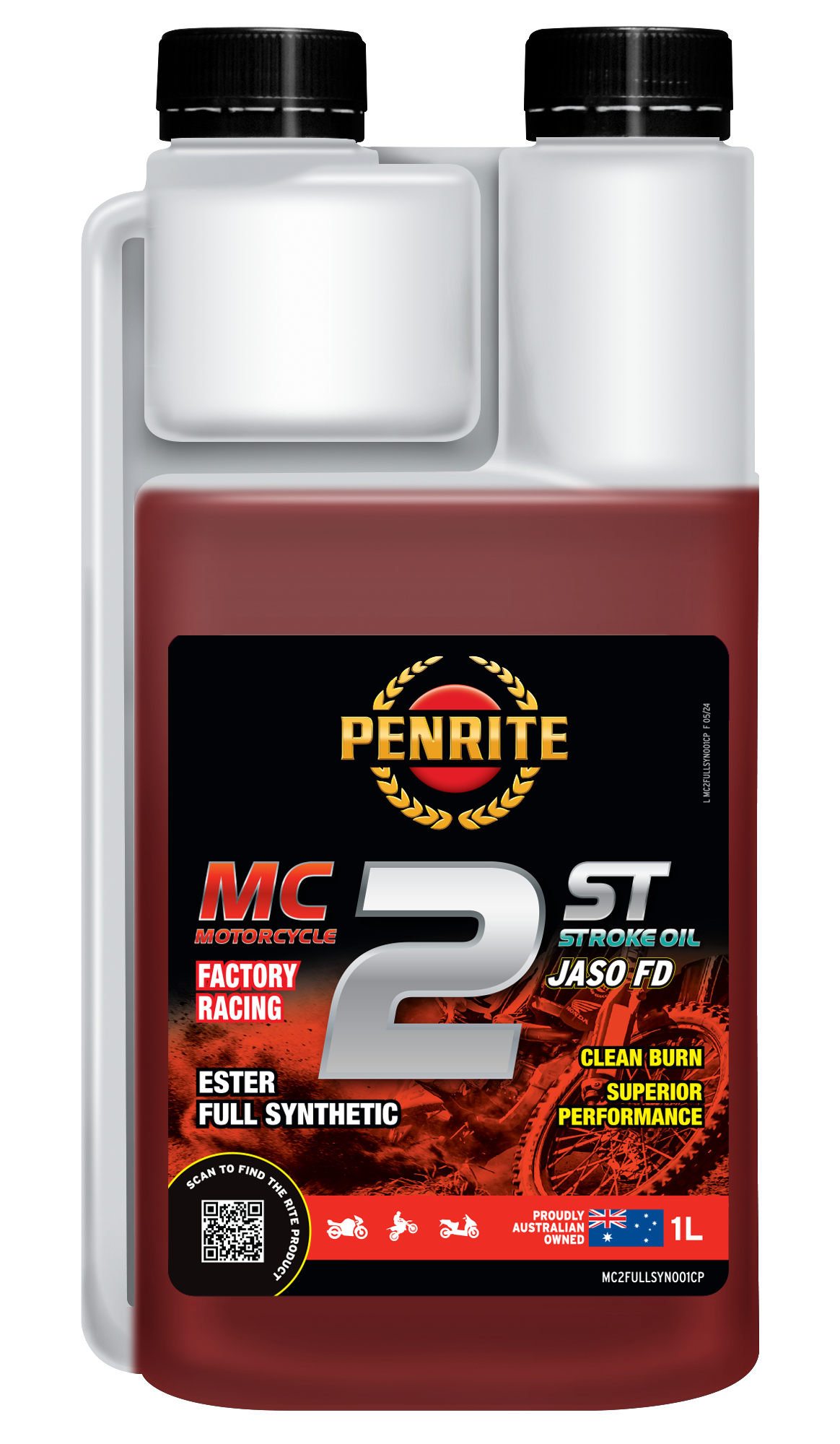 Penrite MC-2ST Full Synthetic Two Stroke Oil - MC2FULLSYN001CP 1L