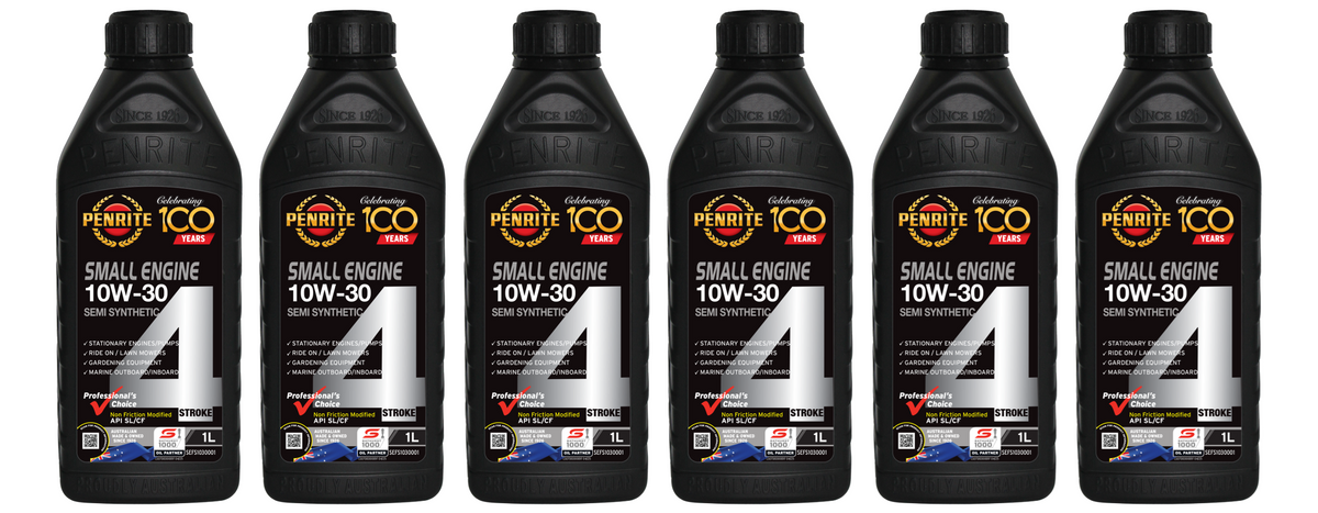 6 X Penrite Small Engine 4 Stroke Oil 10W-30 1L (Semi Syn) - SEFS1030001 (Box)