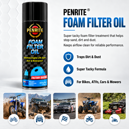 2 X Penrite 10 Tenths Foam Filter Oil 1L - MCFOAM001 (Twin Pack)