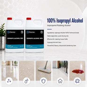 4 x Chemox - Isopropyl Alcohol Isopropanol 100% Rubbing Alcohol 5L