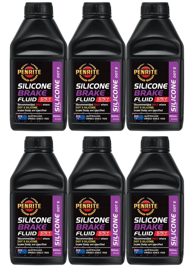 6 X Penrite Silicone Brake Fluid 500ml DOT 5 (Box) - BFSIL0005