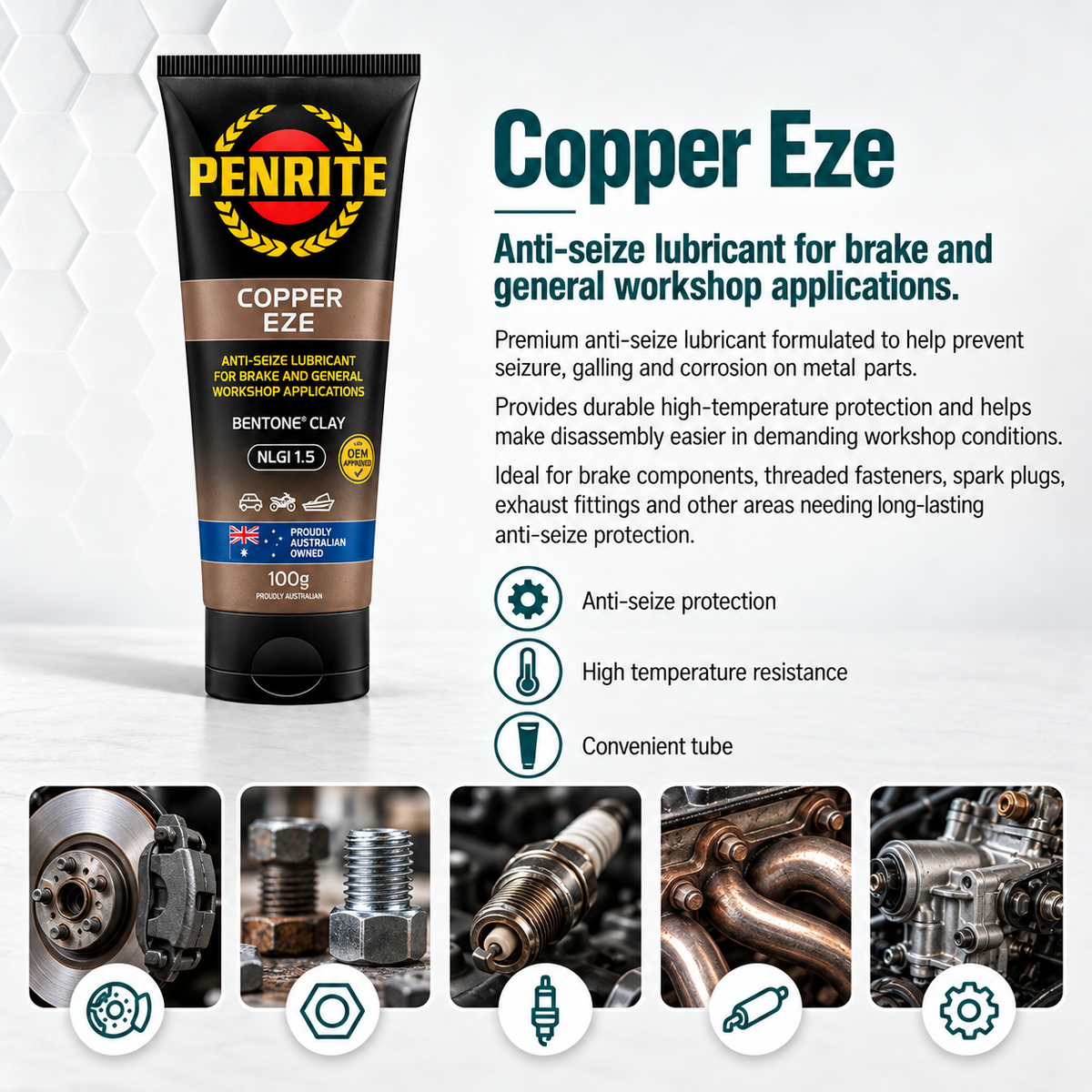 6 X Penrite 10 Tenths Power Sports Grease Water Resistant 100g - PSGR0001 (Box)