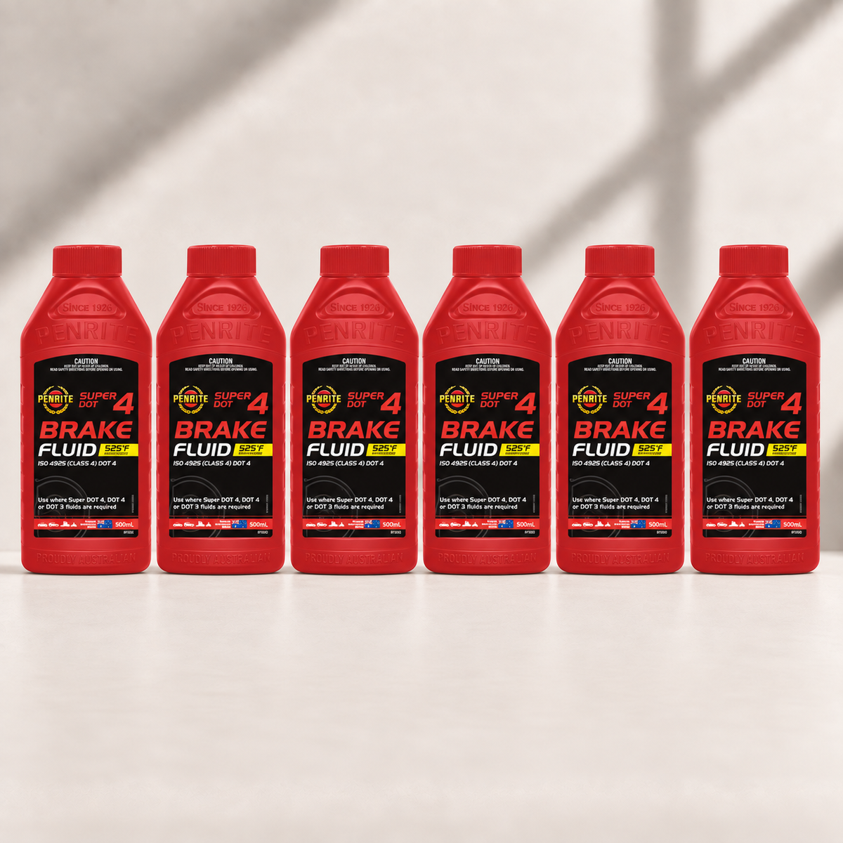 6 X Penrite Brake Fluid Super DOT 4 500ml - BF0005 (Box)