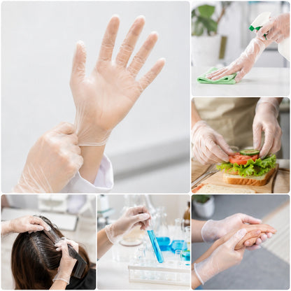 Bastion Large Clear Vinyl Gloves Powder Free 100 Pcs
