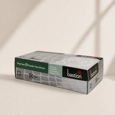 Bastion Medium Clear Vinyl Gloves Powder Free 100X10 Carton of 1000 Pcs