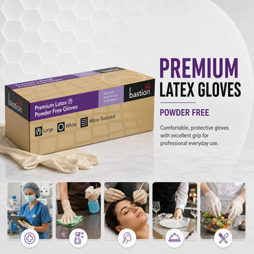 Bastion Powder Free Latex Large Gloves 100 Pcs
