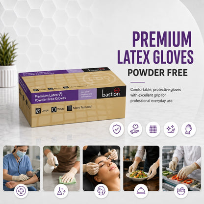 Bastion Powder Free Latex Large Gloves (100x10) 1000 Pcs