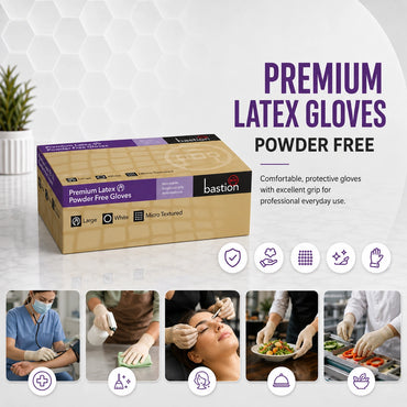 Bastion Powder Free Latex Large Gloves (100x10) 1000 Pcs