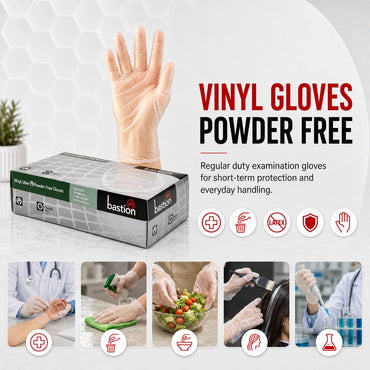 Bastion Small Clear Vinyl Gloves Powder Free 100 Pcs