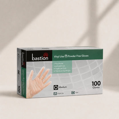 Bastion X-Large Clear Vinyl Gloves Powder Free 100X10 Carton of 1000 Pcs