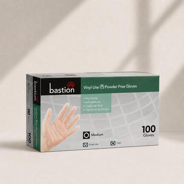 Bastion X-Large Clear Vinyl Gloves Powder Free 100X10 Carton of 1000 Pcs