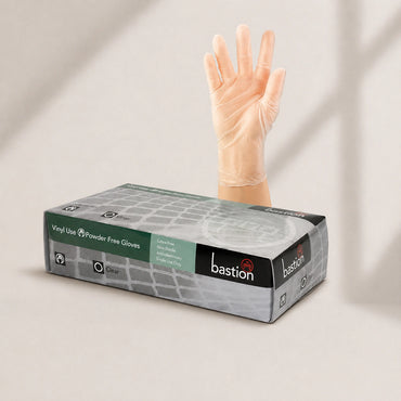 Bastion X-Large Clear Vinyl Gloves Powder Free 100 Pcs