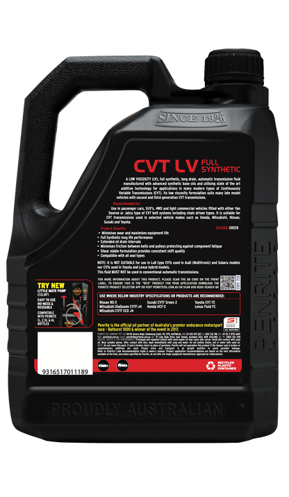 Penrite CVT Full Synthetic Low Viscosity Fluid 4L - CVTLOW004