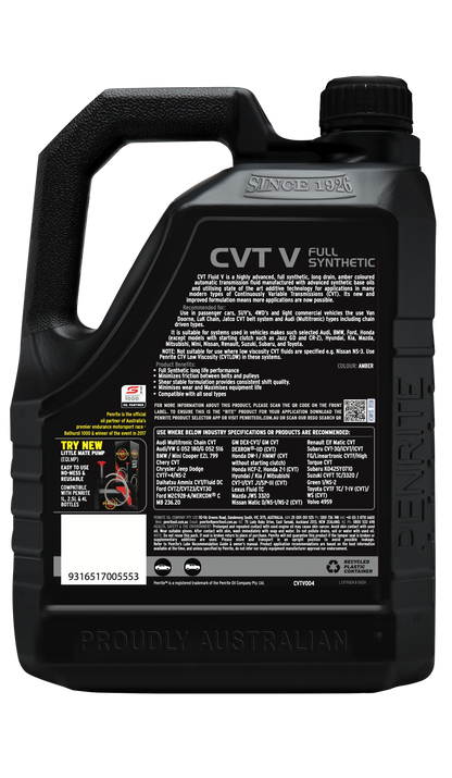 Penrite CVT Fluid V Full Synthetic 4L - CVTV004