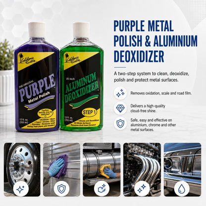 California Custom Purple Metal Polish 355ml & Aluminum Deoxidizer 355ml Combo