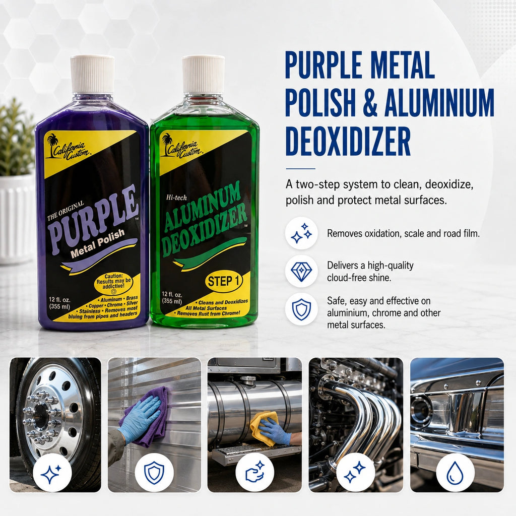 California Custom Purple Metal Polish 355ml & Aluminum Deoxidizer 355ml Combo