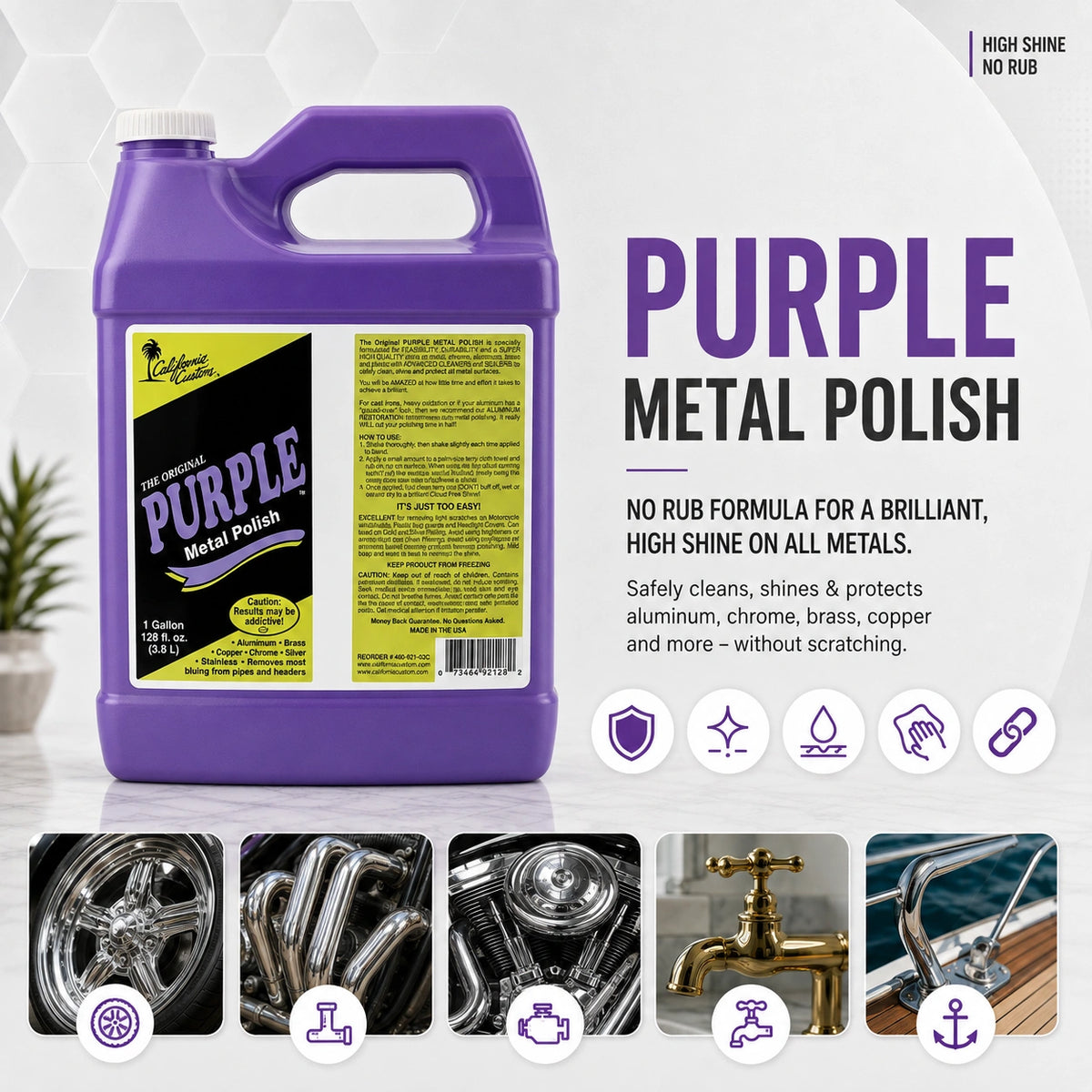 California Customs Purple Metal Polish - 3.8Litre