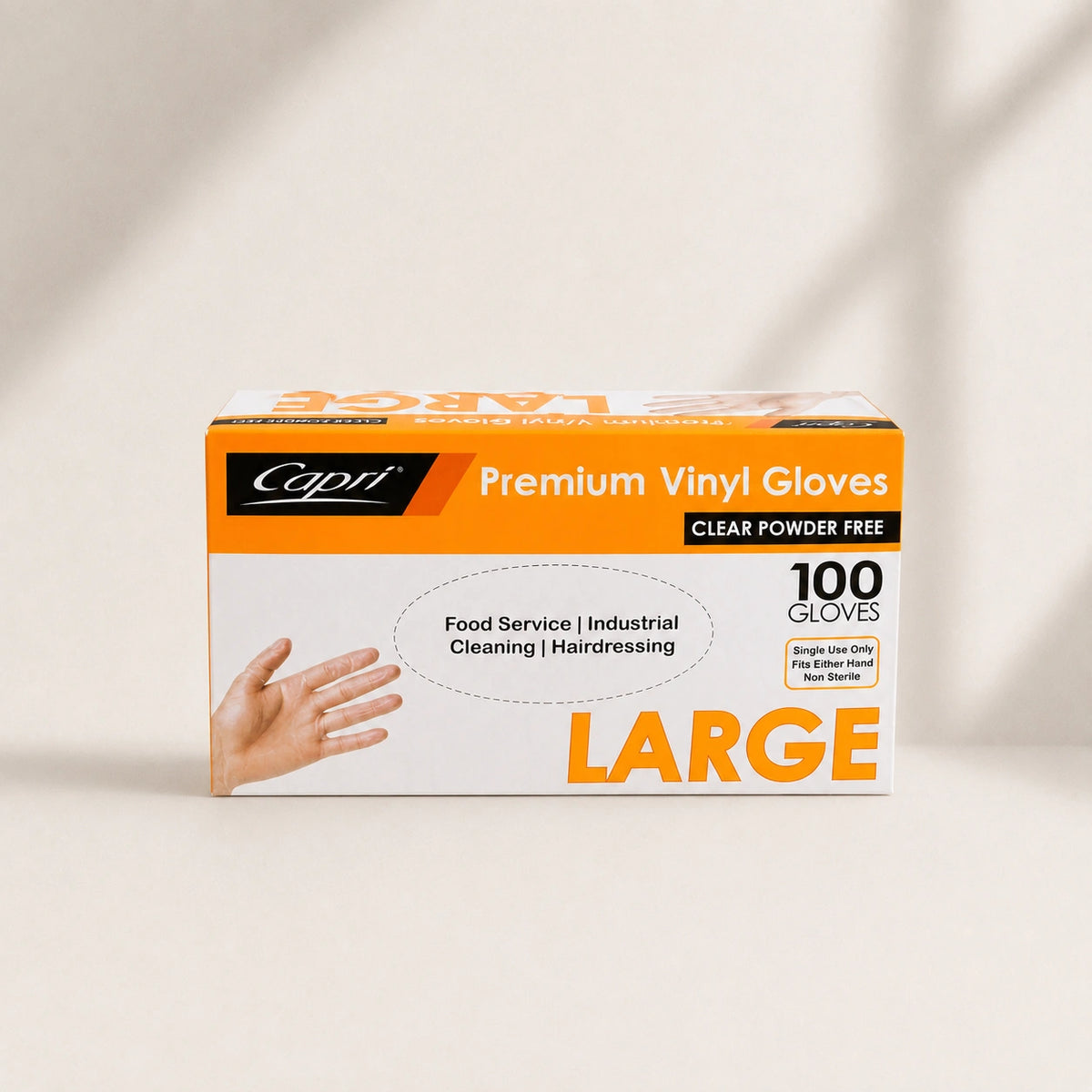 Capri Premium Vinyl Gloves Powder Free Large Clear 100 Pcs - C-GV0006