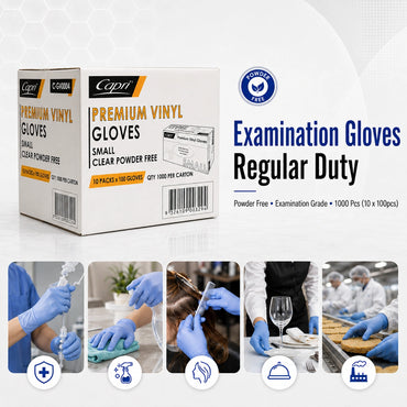 Capri Premium Vinyl Gloves Powder Free Small Clear 1000 Pcs (10 X 100pcs) - C-GV0004