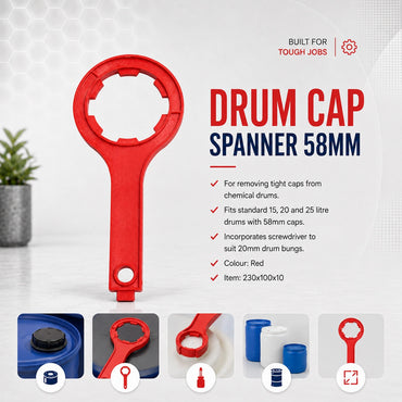 Chemical Drum Cap Spanner suits 15L, 20L and 25L Cubes (58mm)