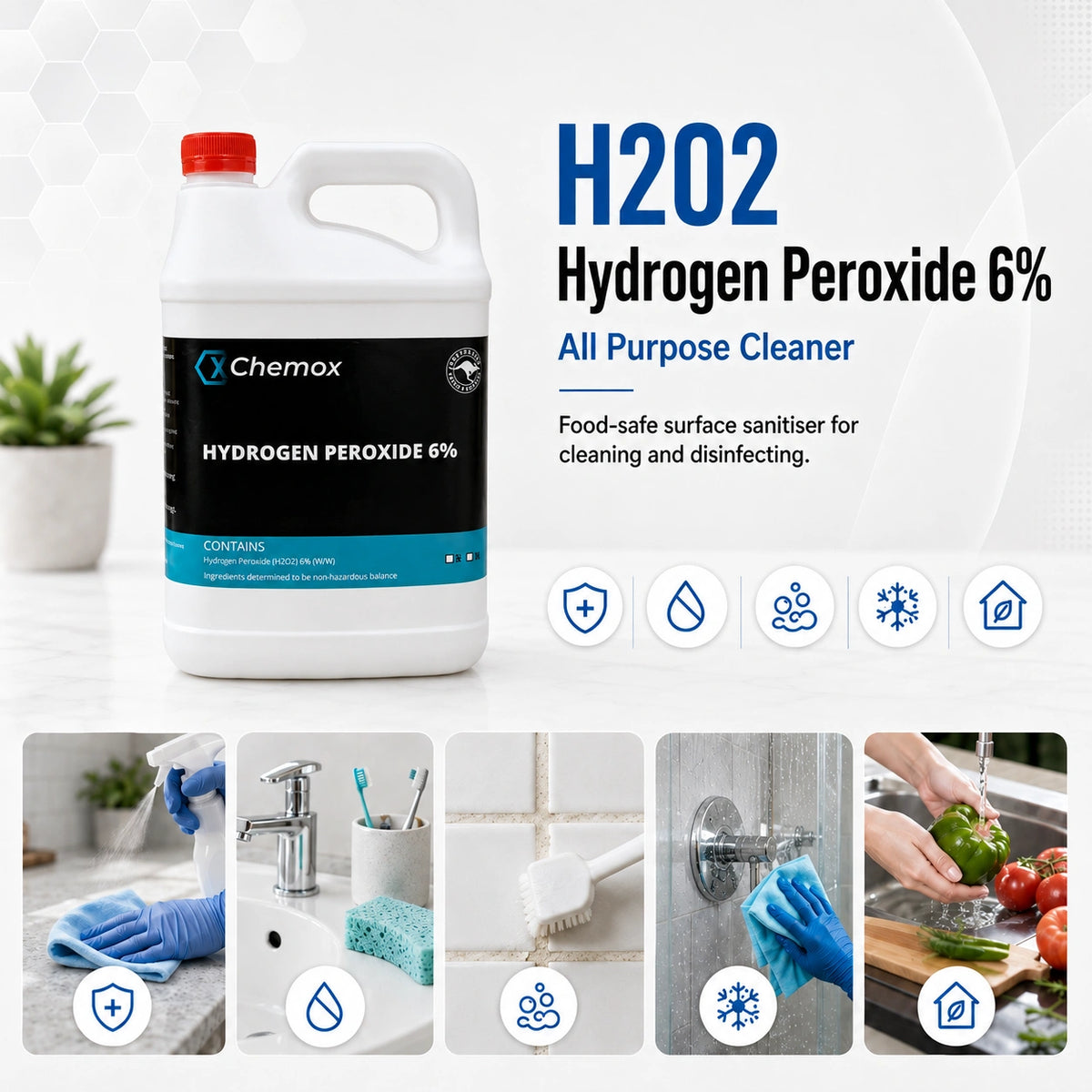 Chemox - 6% H2O2 Hydrogen Peroxide 4L - Free Shipping!!