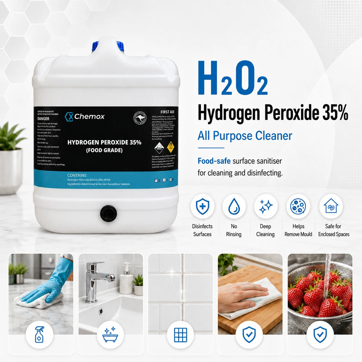 Chemox - Hydrogen Peroxide 35% food Grade (H2O2)20L