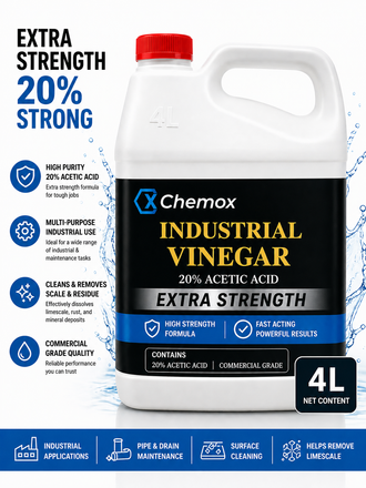 Chemox 20% Industrial Vinegar 4L (20% Acetic Acid) - Extra Strength