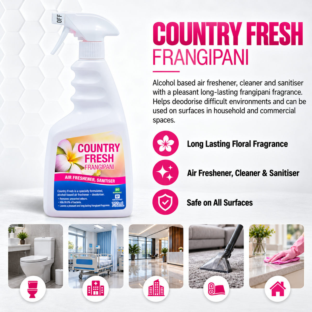 Clean Plus Country Fresh Frangipani 750ml
