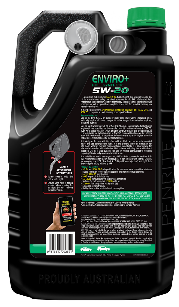 Penrite Enviro+ 5W-20 Engine Oil 5L - EPLUS5W20005