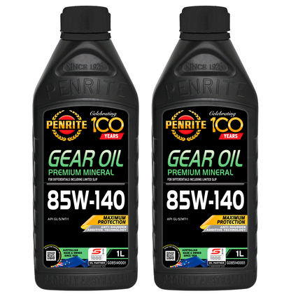2 X Penrite Gear Oil 85W-140 (Mineral) 1L - GO85140001 - GO85140001 (Twin Pack)