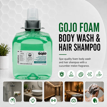 GOJO 5163-04 Green Certified Foam Hand Hair & Body Wash 1250 mL (Pack of 4)