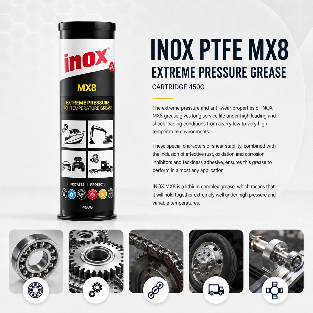Inox MX8 High temp Extreme Pressure Lithium Complex PTFE grease 450g