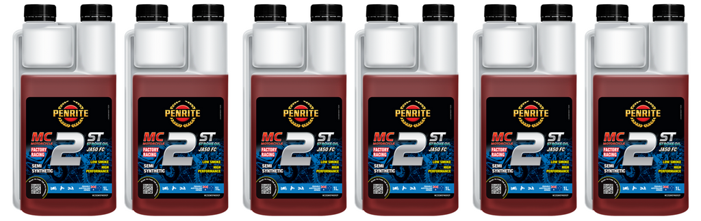 6 X Penrite MC-2ST Semi Synthetic Two Stroke Oil 1L - MC2SEMISYN001CP (Box)