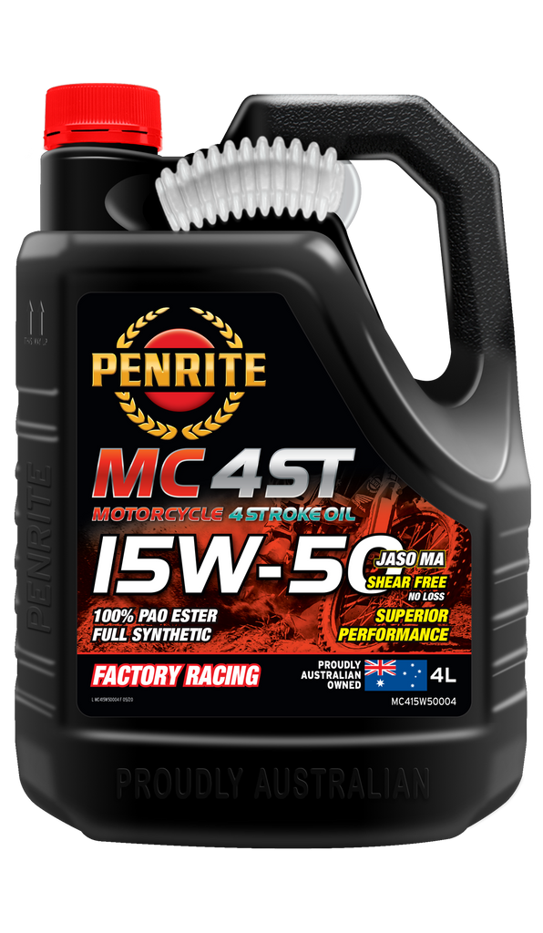 Penrite MC 4ST 4 Stroke Motorcycle Oil 100% PAO & Ester 15W-50 4L - MC415W50004