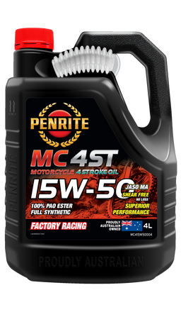 Penrite MC 4ST 4 Stroke Motorcycle Oil 100% PAO & Ester 15W-50 4L - MC415W50004