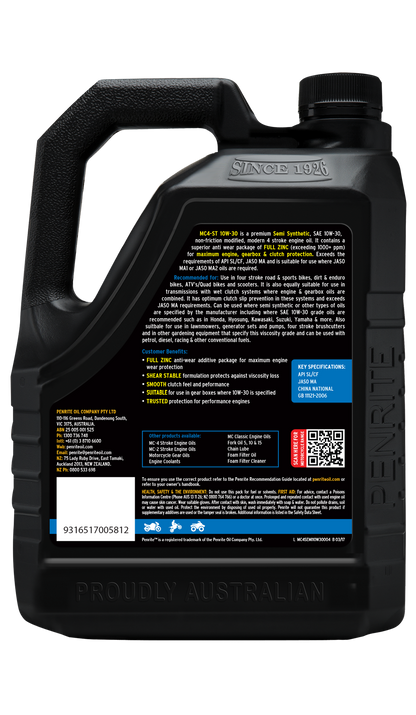 Penrite MC-4ST 10W-30 Semi Synthetic 4L -MC4SEMI10W30004