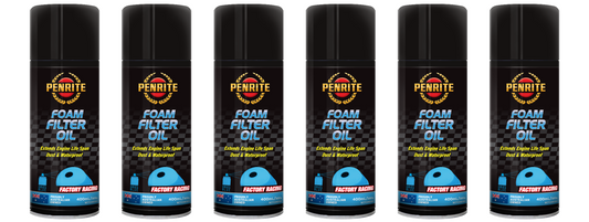 6 X Penrite Foam Filter Oil Aerosol Spray Dust & Water Proof 400ml - MCFOAM0004 (Box)