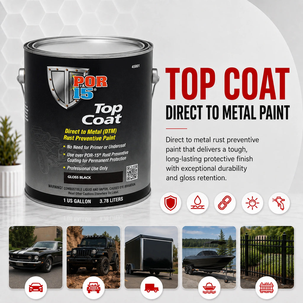 POR-15 Top Coat Gloss Black 3.78L - POR45801