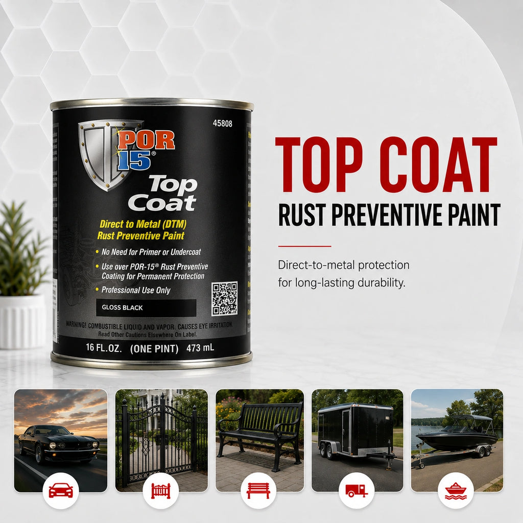 POR-15 Top Coat Gloss Black 473ML - POR45808