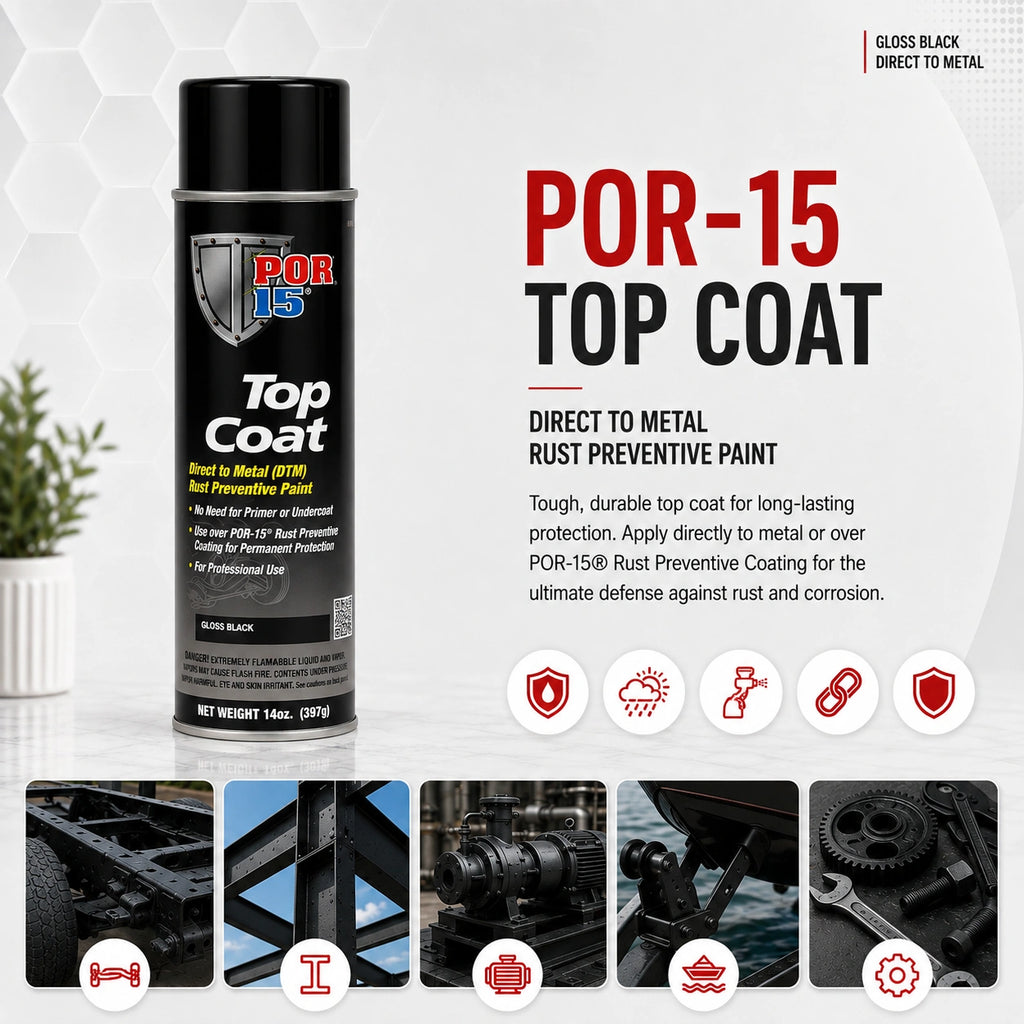 POR-15 Top Coat Gloss Black Aerosol 397G - POR45818