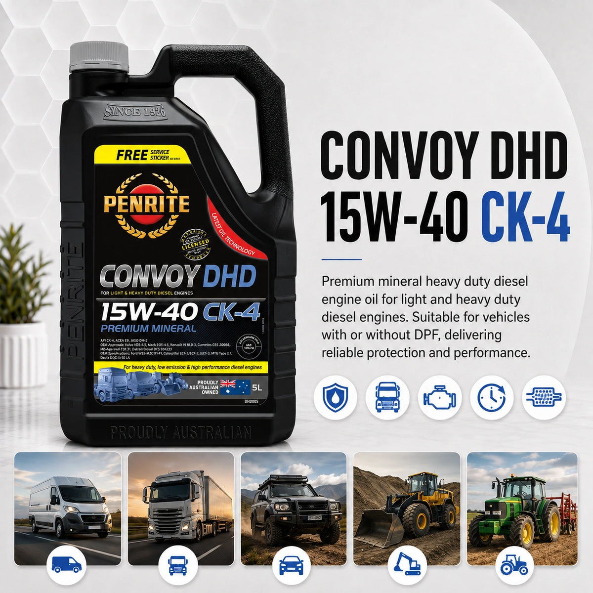 Penrite Diesel HD SAE 15W-40 Cj-4-Sm Engine Oil 5L - DHD005