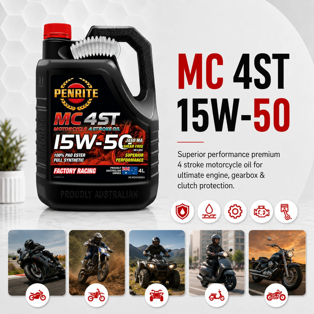 Penrite MC 4ST 4 Stroke Motorcycle Oil 100% PAO & Ester 15W-50 4L - MC415W50004