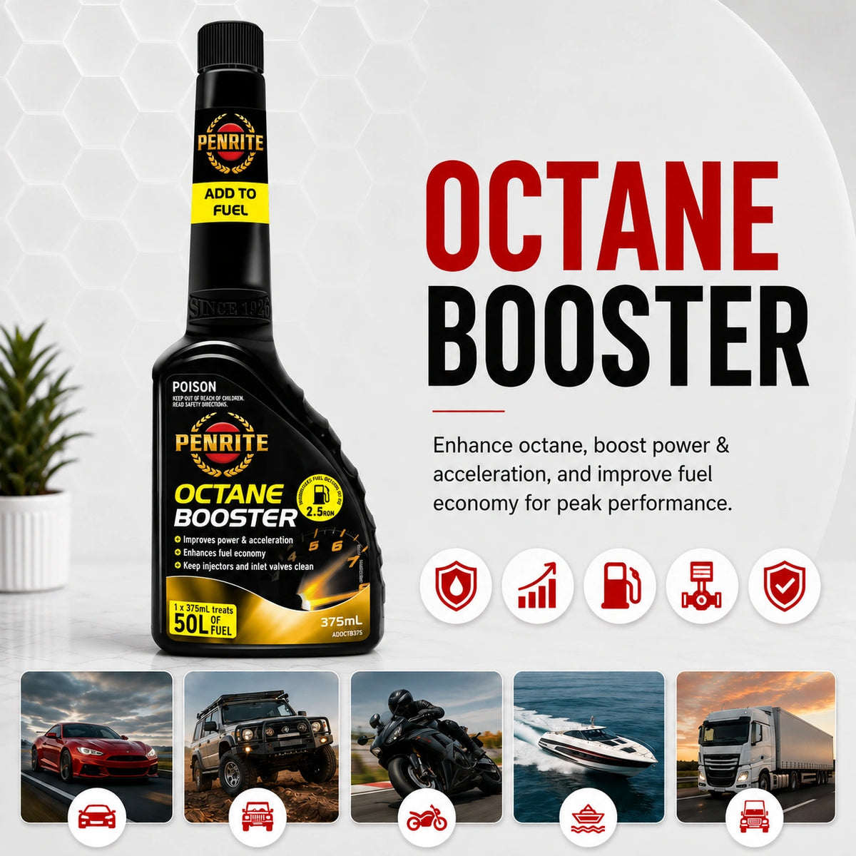 2 X Penrite Octane Booster Petrol 375mL - ADOCTB375 ** Twin Pack **