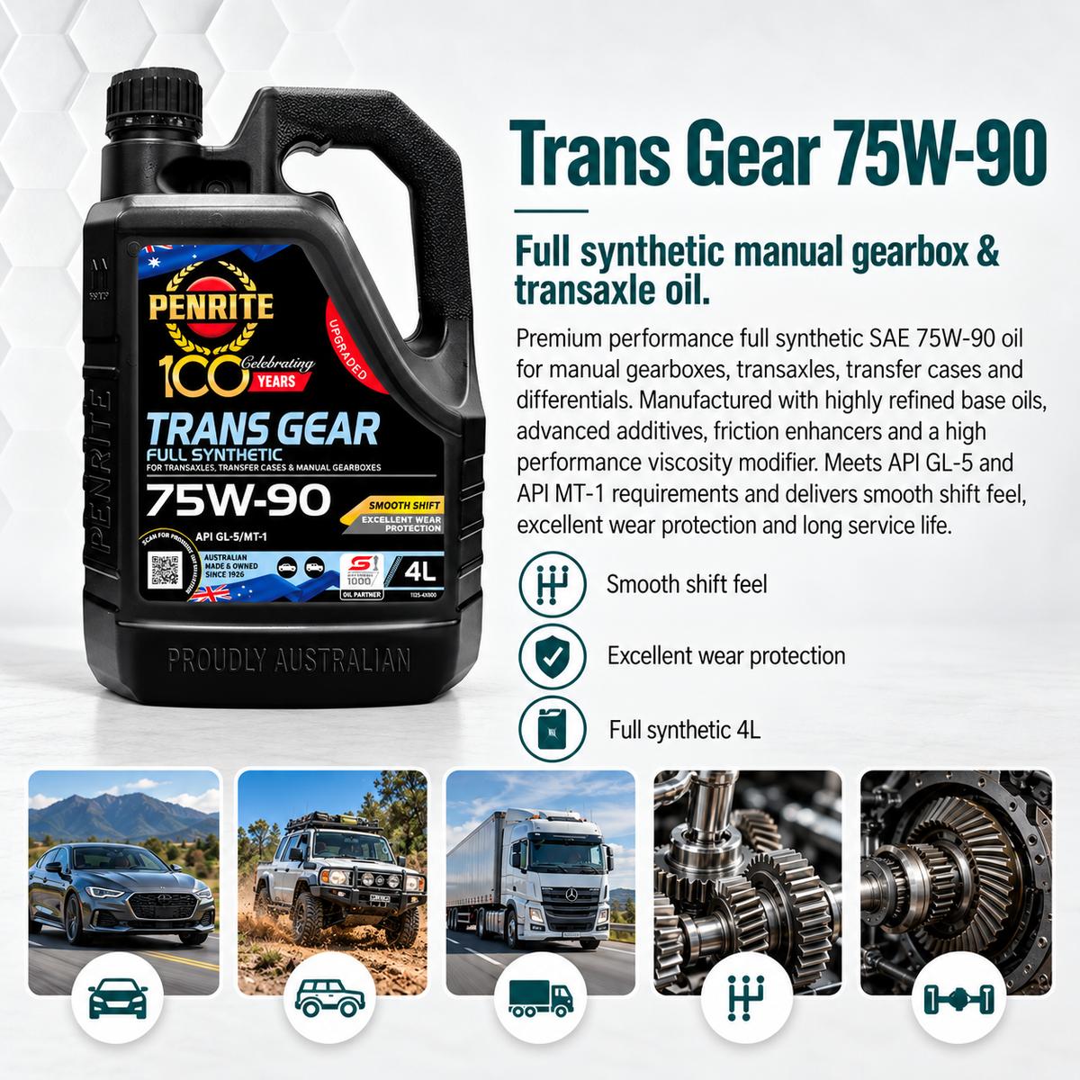 Penrite Trans Gear SAE 75W-90 Engine Oil 4L (Full Synthetic) - TG7590004