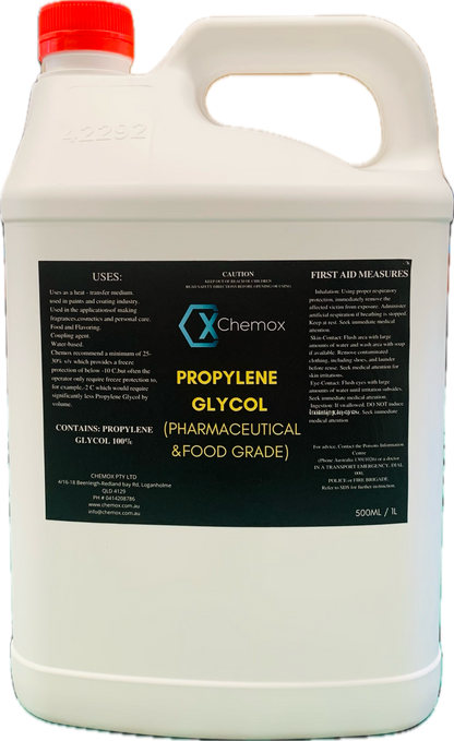 Chemox Propylene Glycol 4L - USP 100% Pure Pharmaceutical & Food Grade