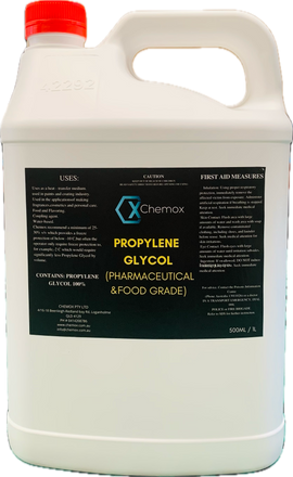 Chemox Propylene Glycol 5L - USP 100% Pure Pharmaceutical & Food Grade