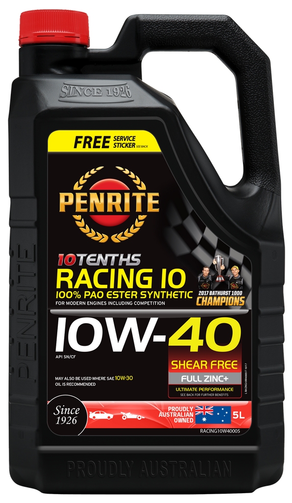 Penrite 10 Tenths Racing 10W-40 Engine Oil 5L - RACING10W40005