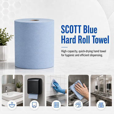 SCOTT Blue Hard Roll Towel (6668), Paper Towel Roll, 6 Rolls / Case, 305m / Roll (1,830m)