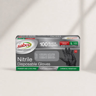 Sabco Nitrile Gloves Large Black 100 Pcs